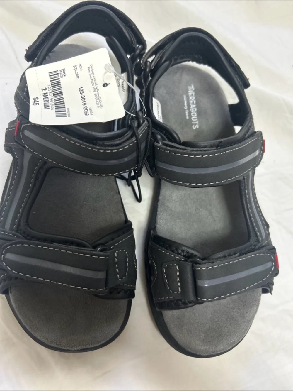 Thereabouts Kids' Black Sport Sandals - Adjustable Comfort Straps